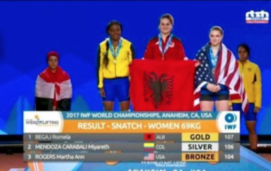 Romela Begaj fiton medaljen e artë në Botërorin e Peshëngritjes, rezultat historik
