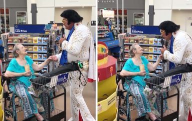 Moment magjik mes imituesit të Presleyt dhe fanses së moshuar në karrocë me rrota