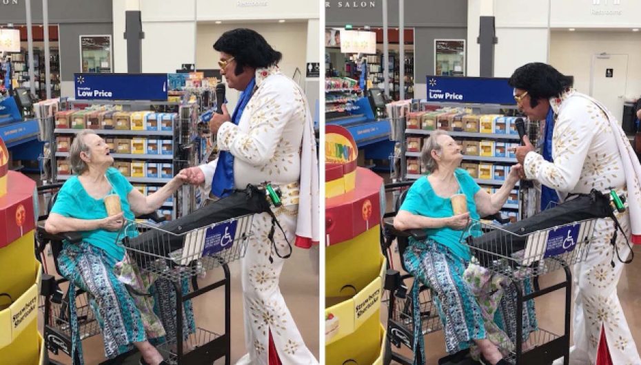 Moment magjik mes imituesit të Presleyt dhe fanses së moshuar në karrocë me rrota