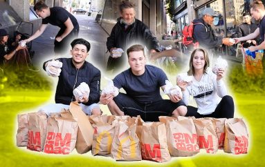 Djemtë blenë ushqim për të pastrehët