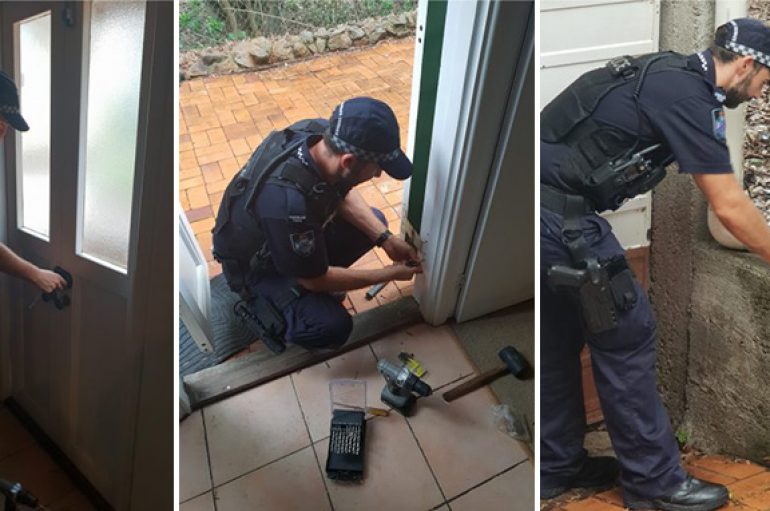 Dy oficerë policie sigurojnë të moshuarën e vetmuar