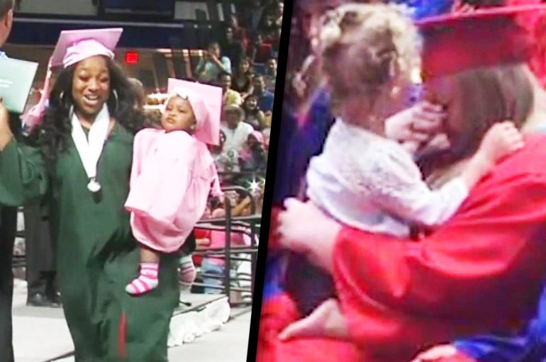 Nënat adoleshente marrin diplomën e shkollës së mesme në sy të fëmijëve