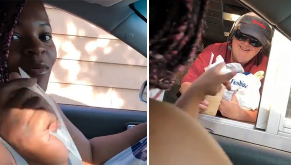 Shoferja surprizon punonjësen e ushqimit të shpejtë me një fustan të ri dhe një kartë dhurate