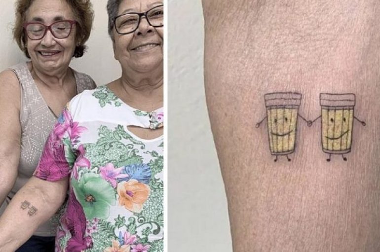 2 të moshuarat festuan 30 vjet miqësi, bëjnë tatuazh një birrë