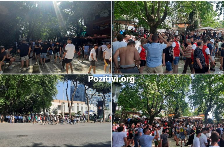FOTO-VIDEO/ Tifozët harruan tensionet e një nate më parë, pamje nga festa e  finales në Tiranë